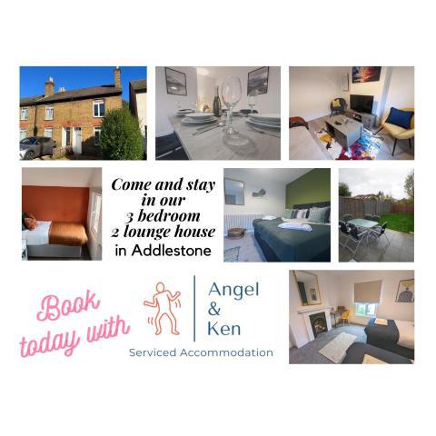 3 Bed 2 Lounge House up to 40pc off Monthly in Addlestone by Angel and Ken Serviced Accommodation Great Value for Long-term Stay