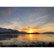 Cabin with mountain and ocean view in lyngen