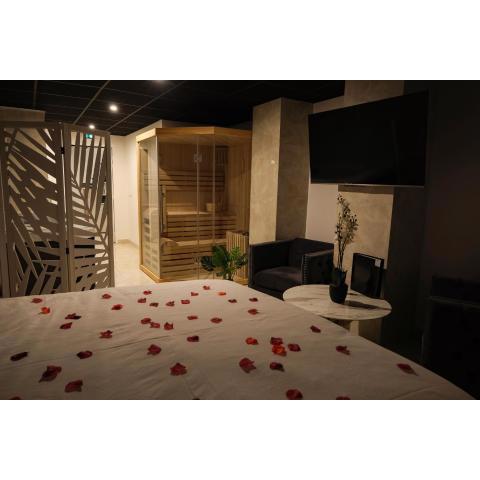 Chambre avec Jacuzzi, Sauna, Espace détente, TV NETFLIX