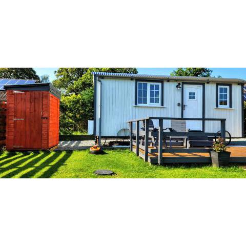 Cozy Shepherd hut 20 by 7 feet with boxed in high double bed