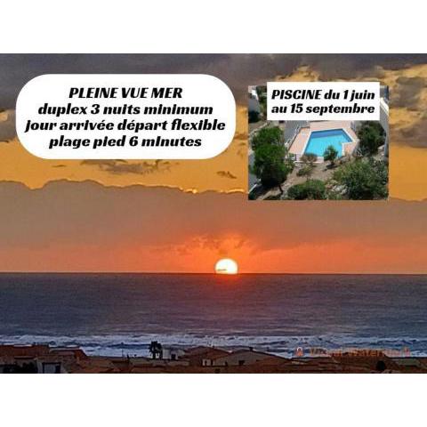 duplex piscine pleine vue mer plage a pied 6 min