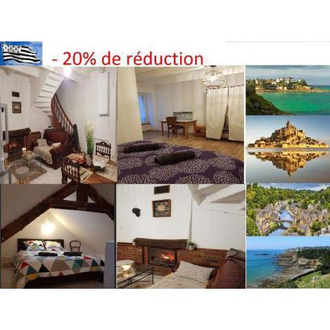 Maison chaleureuse proche Dinan, Dinard, St Malo