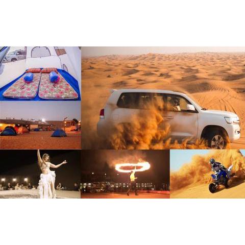 Overnight Campsite and Desert Safari Adventure Tour with Buffet Dinner and Breakfast