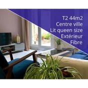 T2 centre ville- 44m2- terrasse -queen bed