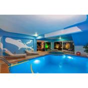 White Blue Spa Pool Luxury Villa